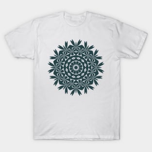 Mini Leaf Mandala (Dark Blue) T-Shirt